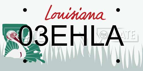 03EHLA Louisiana License Plate