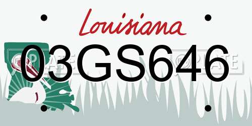 03GS646 Louisiana License Plate