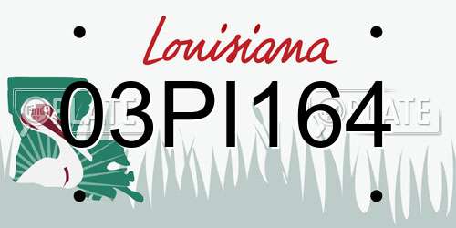 03PI164 Louisiana License Plate