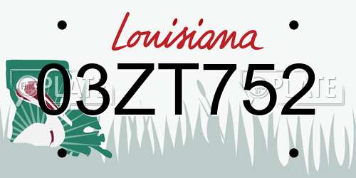 03ZT752 Louisiana License Plate