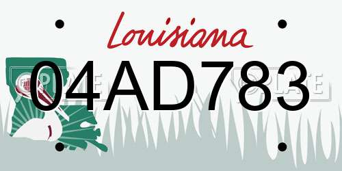04AD783 Louisiana License Plate