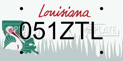 051ZTL Louisiana License Plate