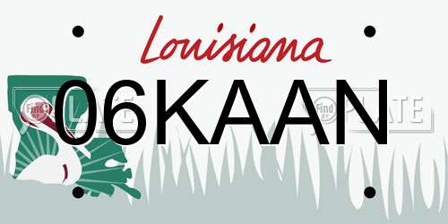 06KAAN Louisiana License Plate