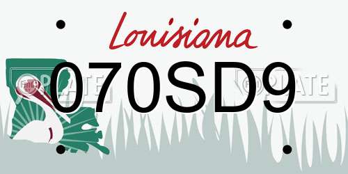 070SD9 Louisiana License Plate