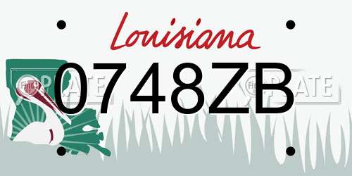 0748ZB Louisiana License Plate