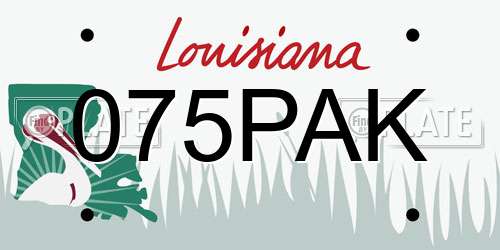 075PAK Louisiana License Plate
