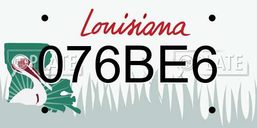 076BE6 Louisiana License Plate