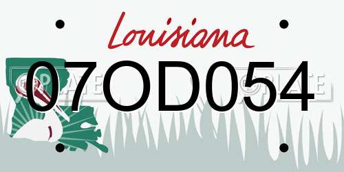 07OD054 Louisiana License Plate