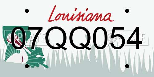 07QQ054 Louisiana License Plate