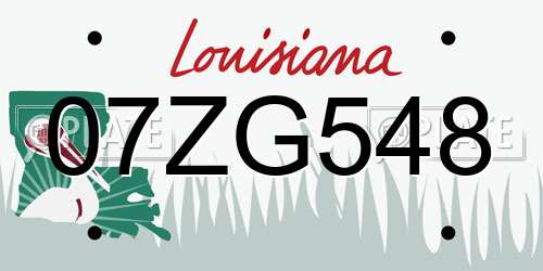 07ZG548 Louisiana License Plate