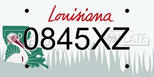 0845XZ Louisiana License Plate