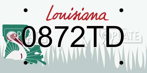 0872TD Louisiana License Plate