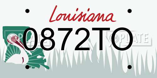 0872TO Louisiana License Plate