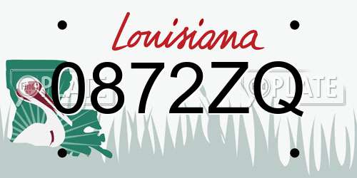 0872ZQ Louisiana License Plate