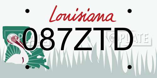 087ZTD Louisiana License Plate