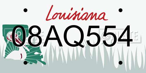 08AQ554 Louisiana License Plate