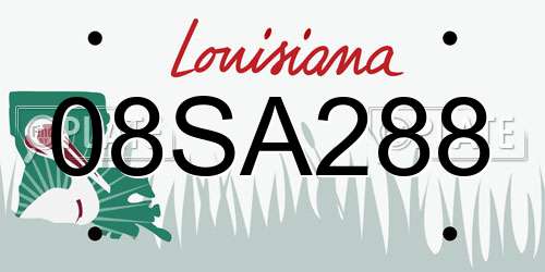08SA288 Louisiana License Plate
