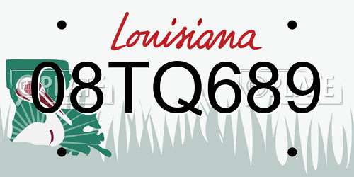08TQ689 Louisiana License Plate