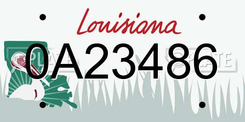0A23486 Louisiana License Plate