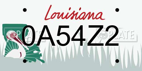 0A54Z2 Louisiana License Plate