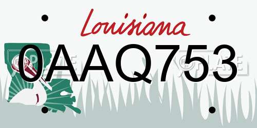 0AAQ753 Louisiana License Plate