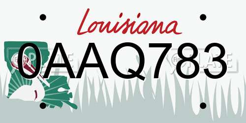 0AAQ783 Louisiana License Plate