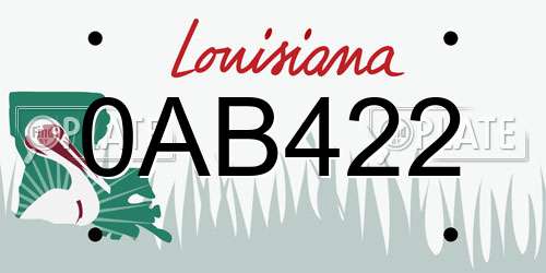 0AB422 Louisiana License Plate