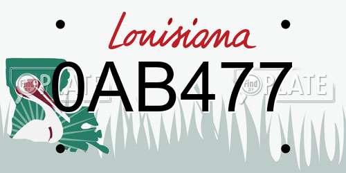 0AB477 Louisiana License Plate