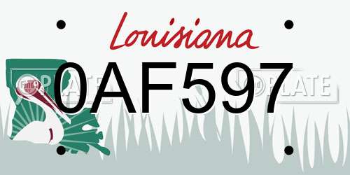 0AF597 Louisiana License Plate