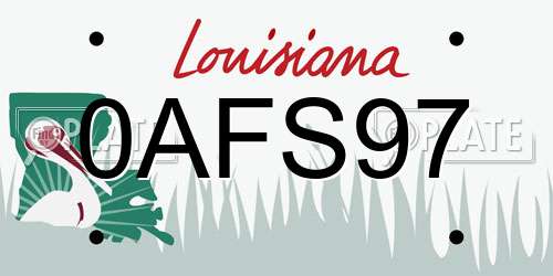 0AFS97 Louisiana License Plate