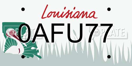 0AFU77 Louisiana License Plate