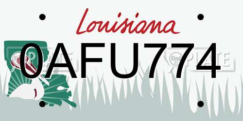 0AFU774 Louisiana License Plate