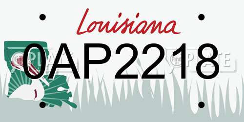 0AP2218 Louisiana License Plate