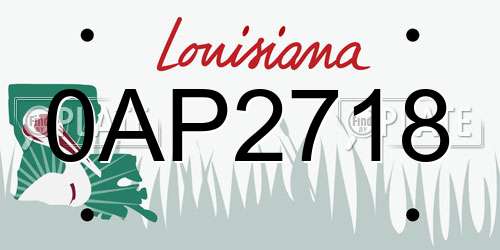 0AP2718 Louisiana License Plate
