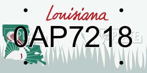 0AP7218 Louisiana License Plate