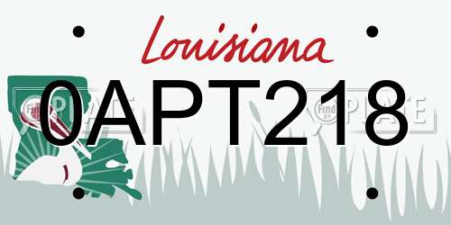 0APT218 Louisiana License Plate