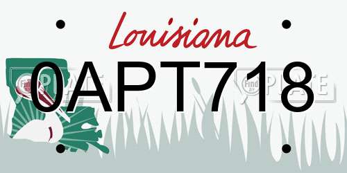 0APT718 Louisiana License Plate