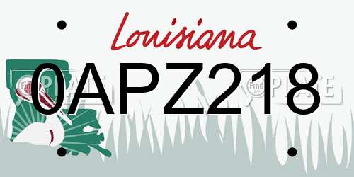 0APZ218 Louisiana License Plate