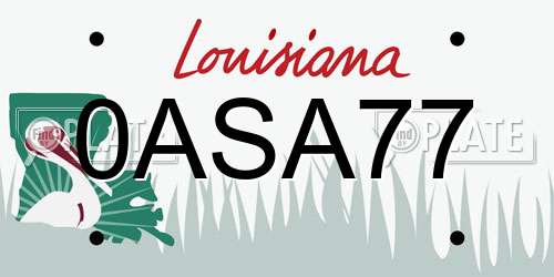 0ASA77 Louisiana License Plate