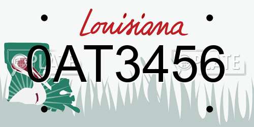 0AT3456 Louisiana License Plate