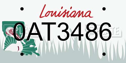 0AT3486 Louisiana License Plate
