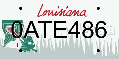 0ATE486 Louisiana License Plate