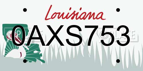 0AXS753 Louisiana License Plate