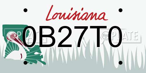 0B27T0 Louisiana License Plate