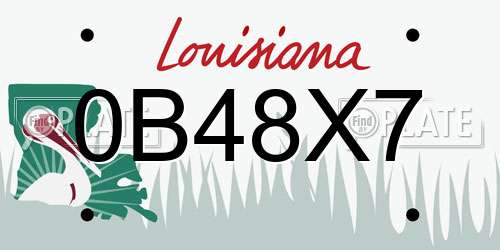 0B48X7 Louisiana License Plate
