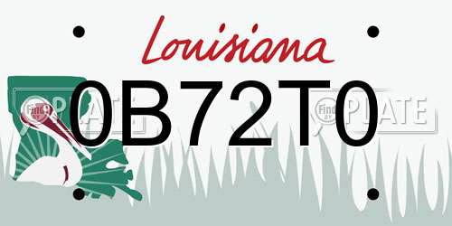 0B72T0 Louisiana License Plate