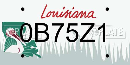 0B75Z1 Louisiana License Plate