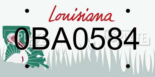 0BA0584 Louisiana License Plate