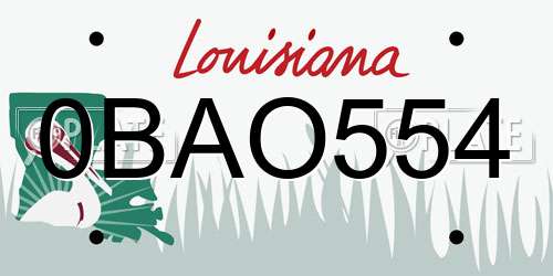 0BAO554 Louisiana License Plate