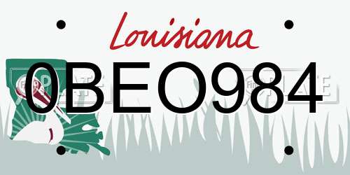 0BEO984 Louisiana License Plate